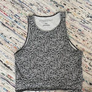 Aeropostale black and white floral tank top